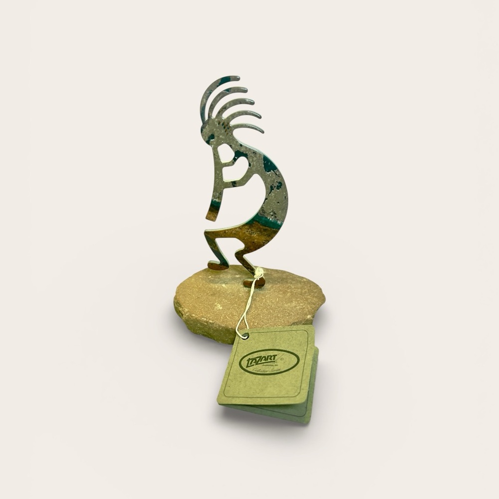 Lazart Kokopelli Petroglyph figure on rock w/tag Flute Player   FS